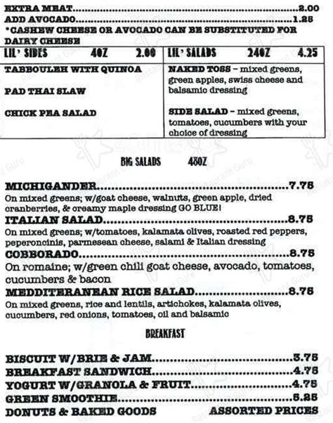 Menu At Naked Lunch Cafe Boulder