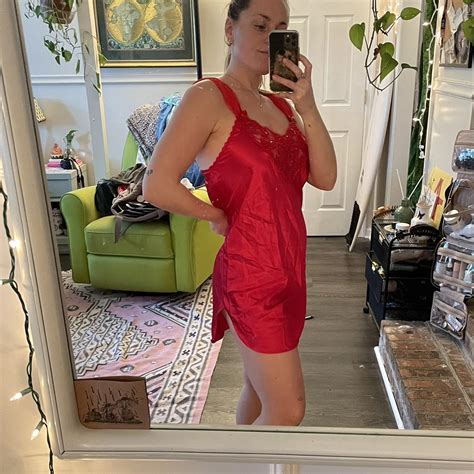 Vintage Red Slip Dress Lingerie Size Small But Depop