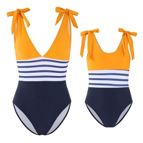Maillot de bain une pièce parent enfant bikini mère fille Jaune Cdiscount Prêt à Porter