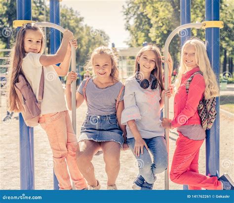 School Girls In The Playground Stock Image Image Of Game Little