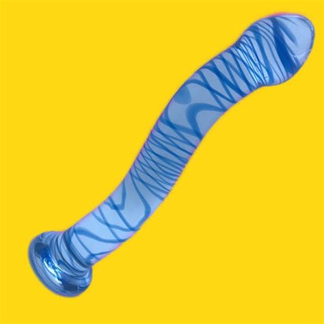 Sophie S Curvy Glass Baby Blue Textured Dildo Sophie Joy S Toys