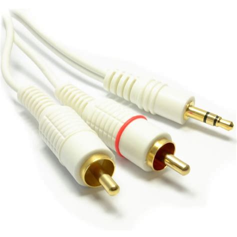 Kenable 3 5mm Stereo Jack Plug To Twin Phono Plugs Cable White 1 2m