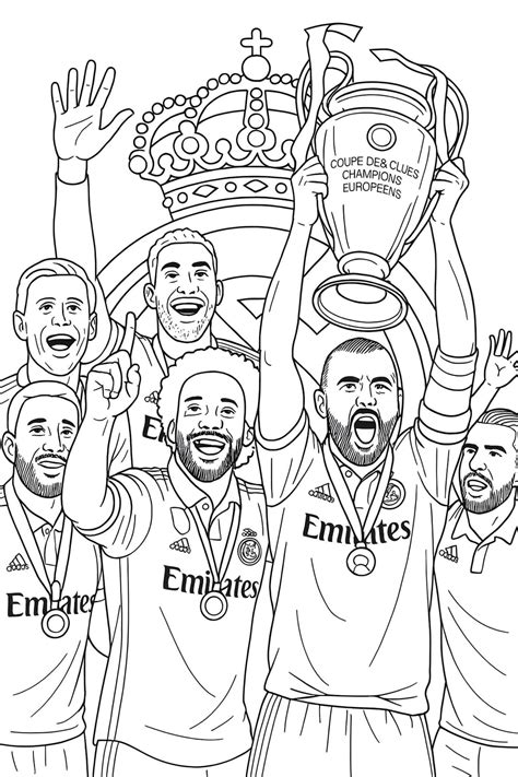 Dibujo De Los Jugadores Del Real Madrid Levantando La Champions Para