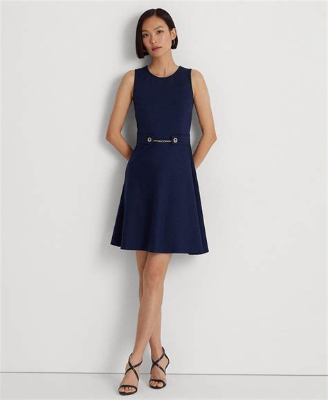 Lauren Ralph Lauren Womens Belted Ponte Dress Macys