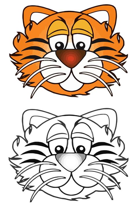 Раскраска тигра маска - 79 фото