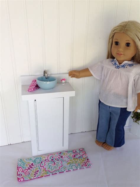 Bathroom sink and cabinet fits American Girl by QueenEmmaDesigns