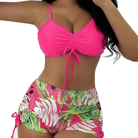 Str J K Pielowy Dwucz Ciowy Kostium Wysoki Stan Bikini Spodenki Wi Zanie M R Owy Snm Moda