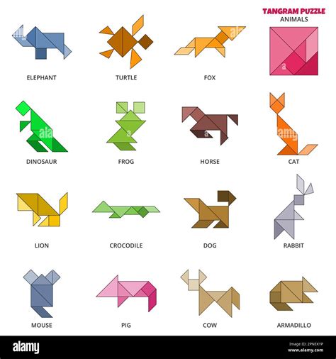 Tangram puzzle. Vector set with various animals Stock Vector Image ...