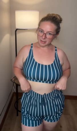 Green Striped Adjustable Straps Chic Bikini Top With Boy Short Set