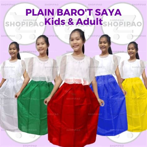 Spp Plain Barot Saya Set Nylon Kimona Filipiniana For Kids And Adult