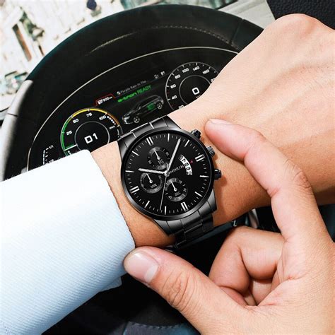 Luxury Black Men's Quartz Wristwatch Sleek Simple – Grandado