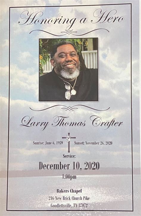 JC Hellum Funeral Homes, Inc. - Honoring a Hero “Larry Thomas Crafter