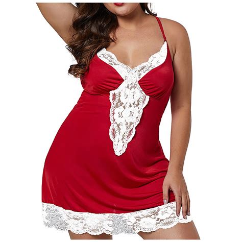 Odeerbi Women S Plus Size Lingerie Dress Set Babydoll Valentine S Day Sexy Lace Lingerie