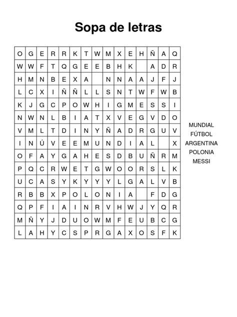 Sopa De Letras Mundial Fútbol Argentina Polonia Messi Pdf