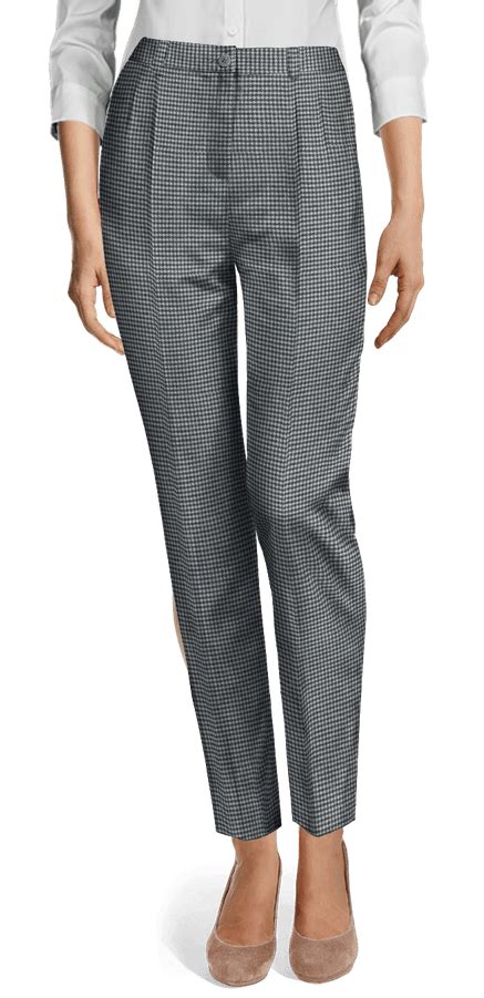 Grey Houndstooth Tweed Ankle Pantsuit Sumissura