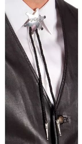 Corbatín Vaquero Cowboy Bolo Tie Placa Estrella De Sheriff En Venta En