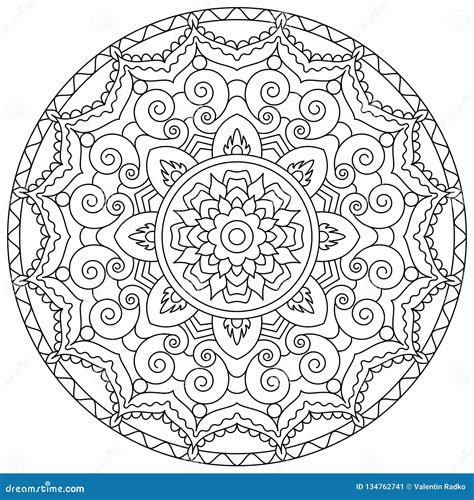 Circular Pattern In The Form Of The Mandala Coloring Page Vector