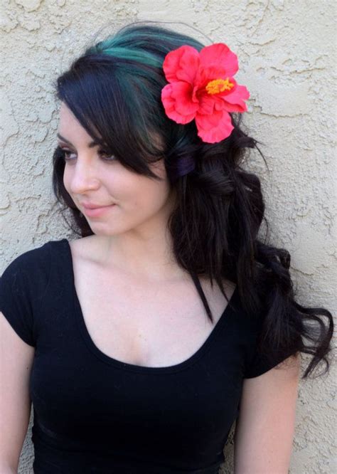 Flower Hair Clip Red Hawaiian Hibiscus Hair Accessories Hula Flowers Beach Party