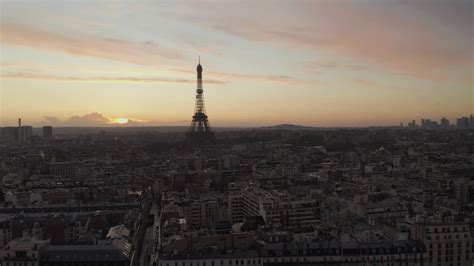 Premium Stock Video Aerial Footage Of Eiffel Tower Protruding High