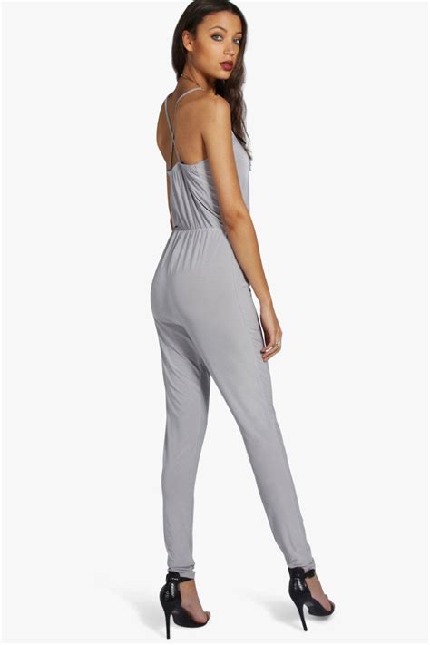 Boohoo Womens Tall Ebony Cross Back Jumpsuit Ebay