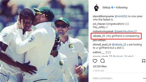 faf du plessis kisses kagiso rabada  pacer worried