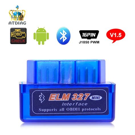 Super Mini Elm327 Bluetooth OBD2 V1.5 Elm 327 V 1.5 Android Adapter Car ...