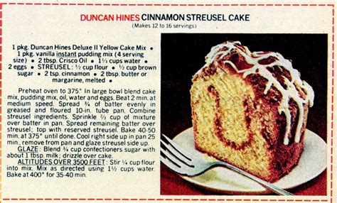 6 Dessert Recipes Made With Duncan Hines Cake Mix 1978 Click Americana