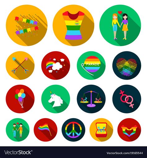 Gay And Lesbian Flat Icons In Set Collection Vector Image