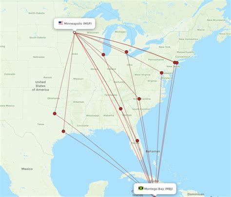 All Flight Routes From Montego Bay To Minneapolis Mbj To Msp Flight