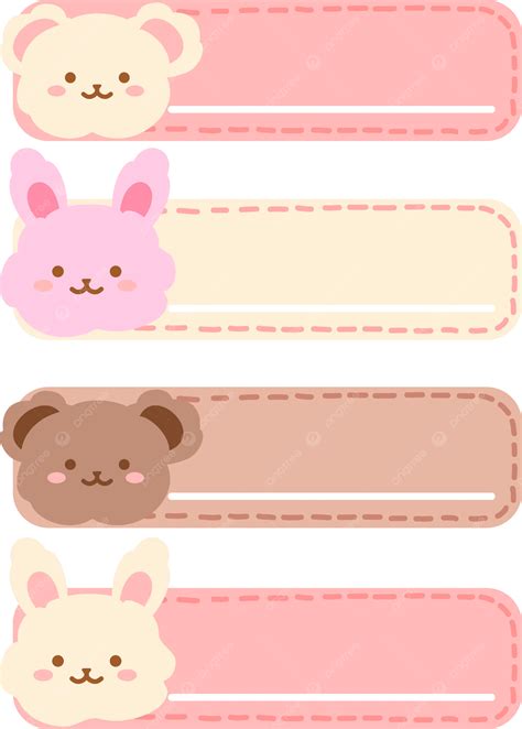 Cute Animal Name Tags Vector, Name Tags, Cute, Pastel Colors PNG and