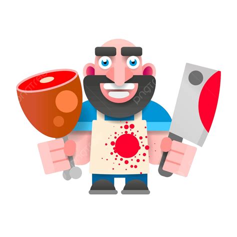 Butcher Shop Cartoon Vector Illustrationskilled Butcher Cutting Meat