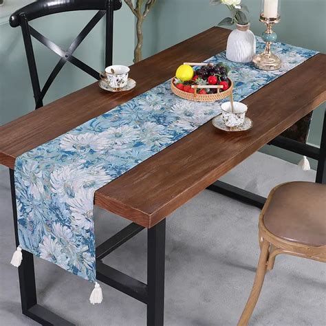 Chrysanthemum Yarn Dyed Table Runner Rectangular Oil Temu Ireland