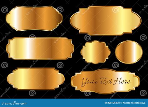 Elegant Vintage Gold Labels Set Collection Of Glossy Labels With Fram