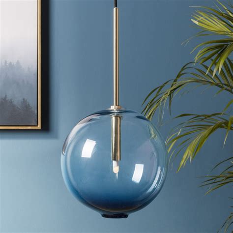 Blue Globe Pendant Light Handblown All Home Living
