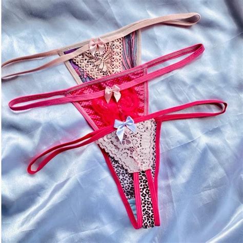 Kit 10 Calcinhas Lingerie Fio Cheiroso De Microfibra Detalhes Em Renda Uma Tira Fio Dental