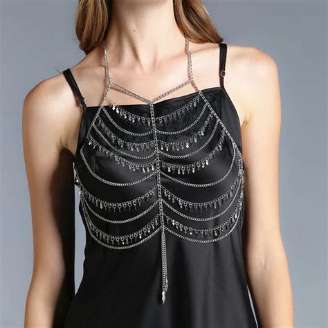 Sexy Women Multi Layer Tassel Bra Brassiere Body Necklace Chain Summer Hot Fashion
