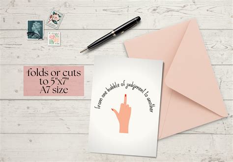 Printable F You Card Funny Middle Finger 5x7 Greeting Card A7 Blank Greeting Card Fuck You