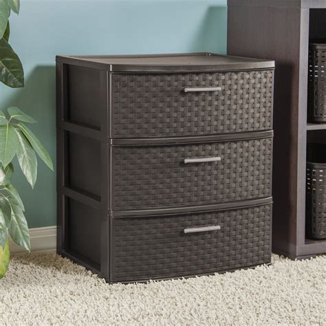 Sterilite 3 Drawer Wide Weave Tower Espresso Walmart Drawers