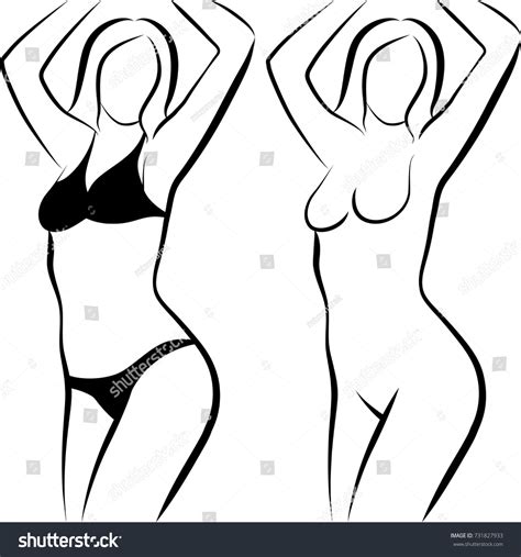 Sketch Naked Woman Woman Bikini Stock Vector Royalty Free 731827933 Shutterstock