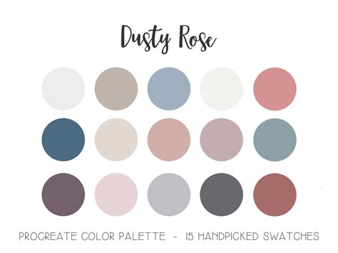 Dusty Rose Palette Procreate Color Palette Pink Blue Mauve Etsy Uk