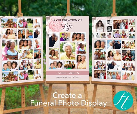 Pink Funeral Photo Display with Three Funeral Posters – Funeral Templates
