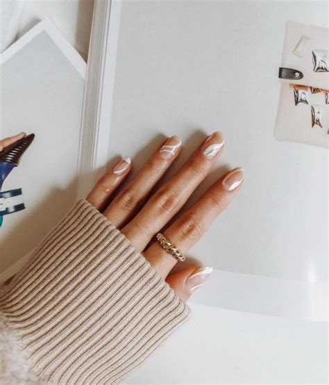 Nude Nails With White Details White French White Swirl Sheer Nails I Take You Haircuts