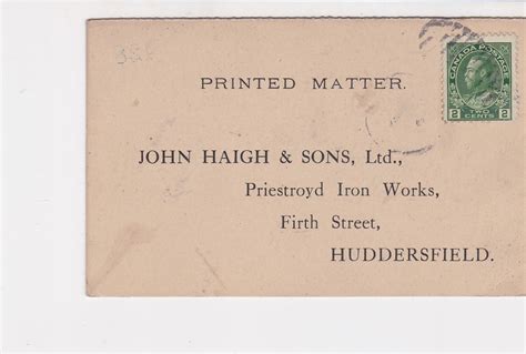 Canada 1920s Opening And Carding Machines Receipt Stamps Card Ref 20363