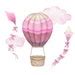 Pink Air Collection Watercolor Hot Air Balloons Clipart Nursery Wall Decor Birthday Baby