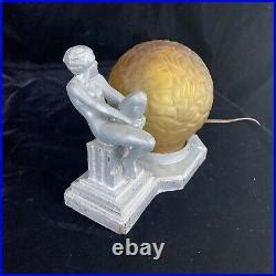 Art Deco Lamp S Vintage Art Deco Frankart Nuart Nude Nymph Naked Woman Table Lamp With Globe