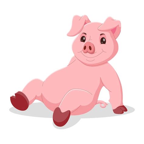 Premium Vector | Cartoon funny pig sitting Vector illustration