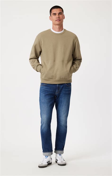 Mavi Mens Marcus Slim Straight Leg In Mid Brushed Selvedge