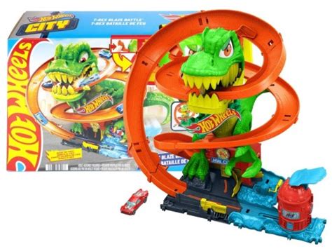 Hot Wheels City Zestaw Tor W Zakr Cony Tor Remiza T Rexa Autko Zestaw