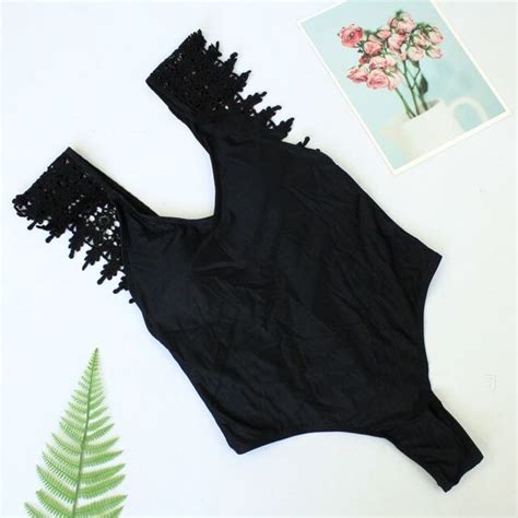 Sexy Lace Black One Piece Backless Padded Bikini Women S Fashion Swimwear Bikinis Swimsuits