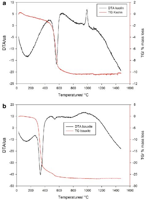 Differential Thermal Analysis Dta And Thermogravimetric Tg Of Raw